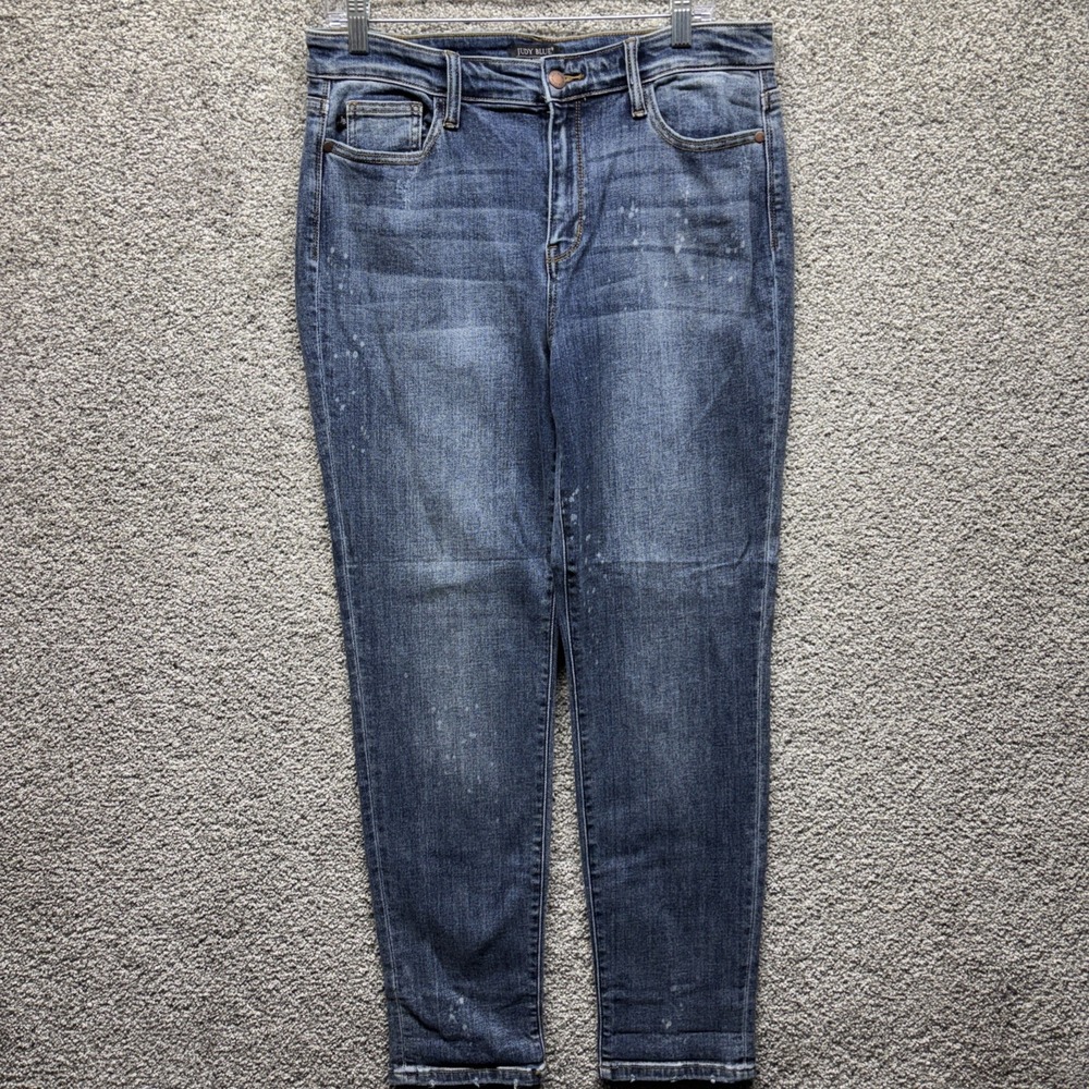 Judy Blue Jeans Womens 13/31 Blue Boyfriend Fit Stretch Paint Splatter JB82346DK